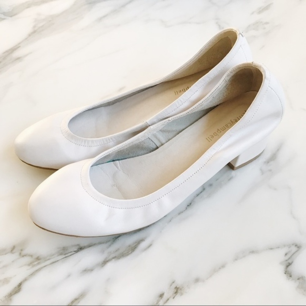 Jeffrey Campbell White Bitsie Low Heel Leather Pumps